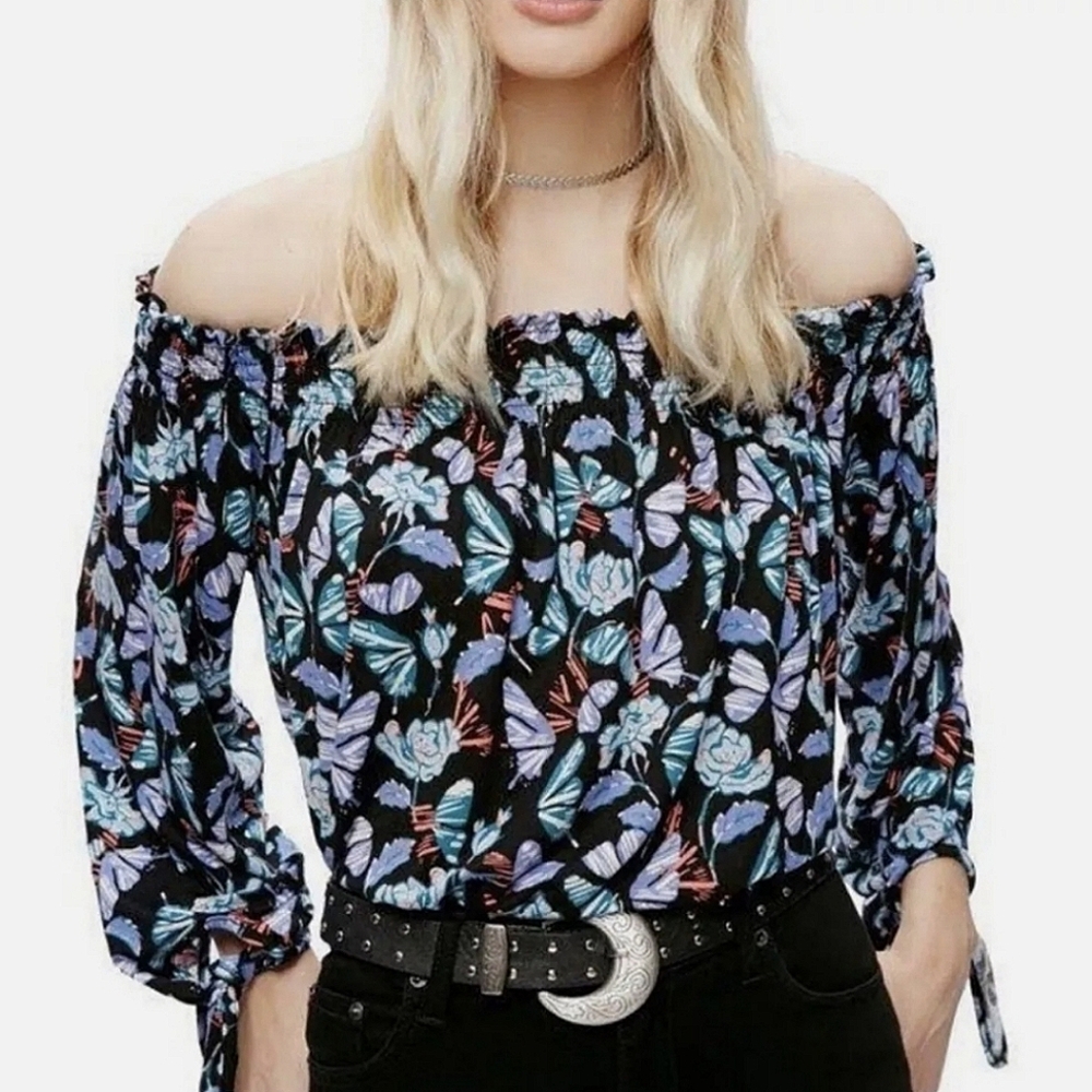 FREE PEOPLE LEXINGTON BUTTERFLY OFF THE SHOULDER TOP SIZE M